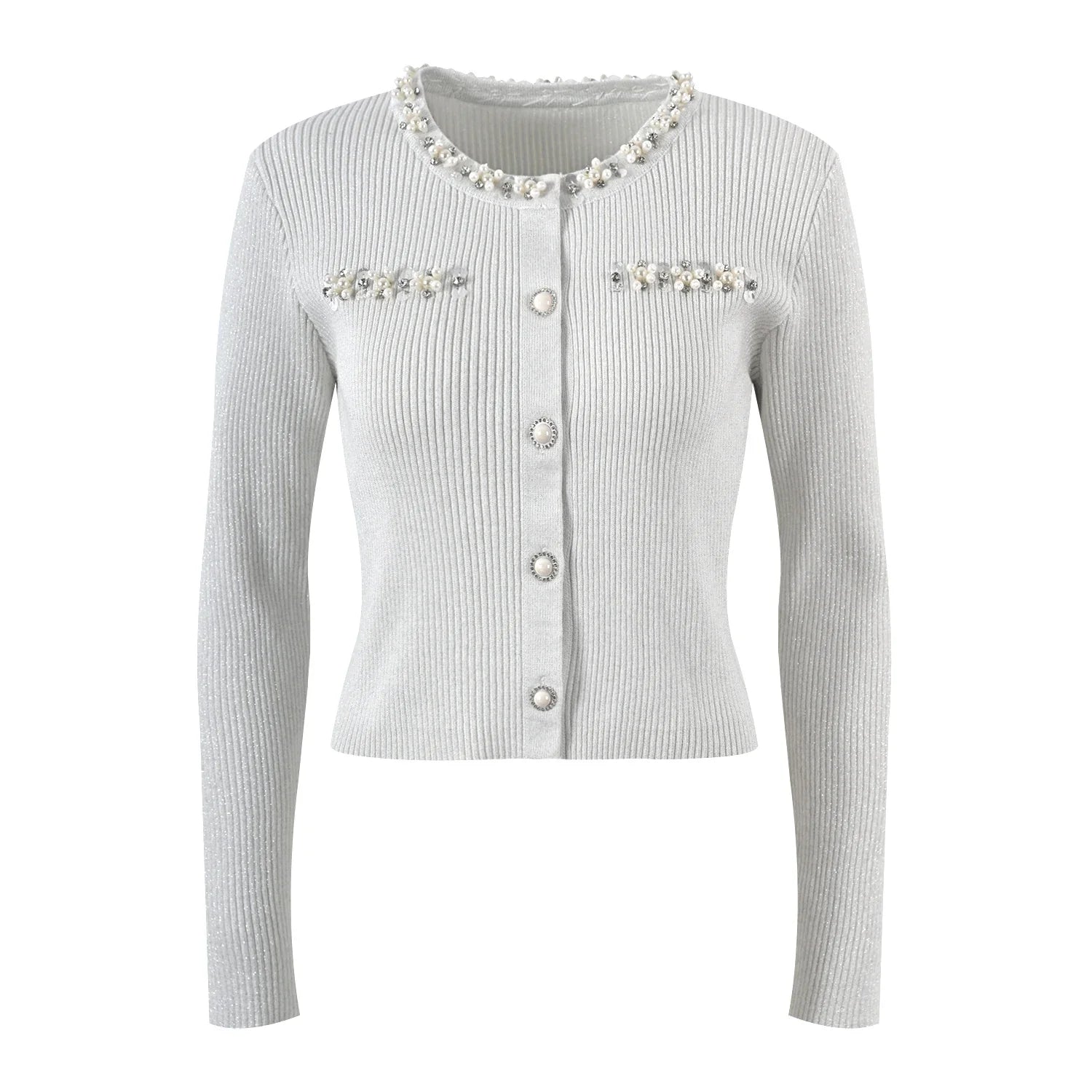 Stylish Round Neck Knitted Cardigan