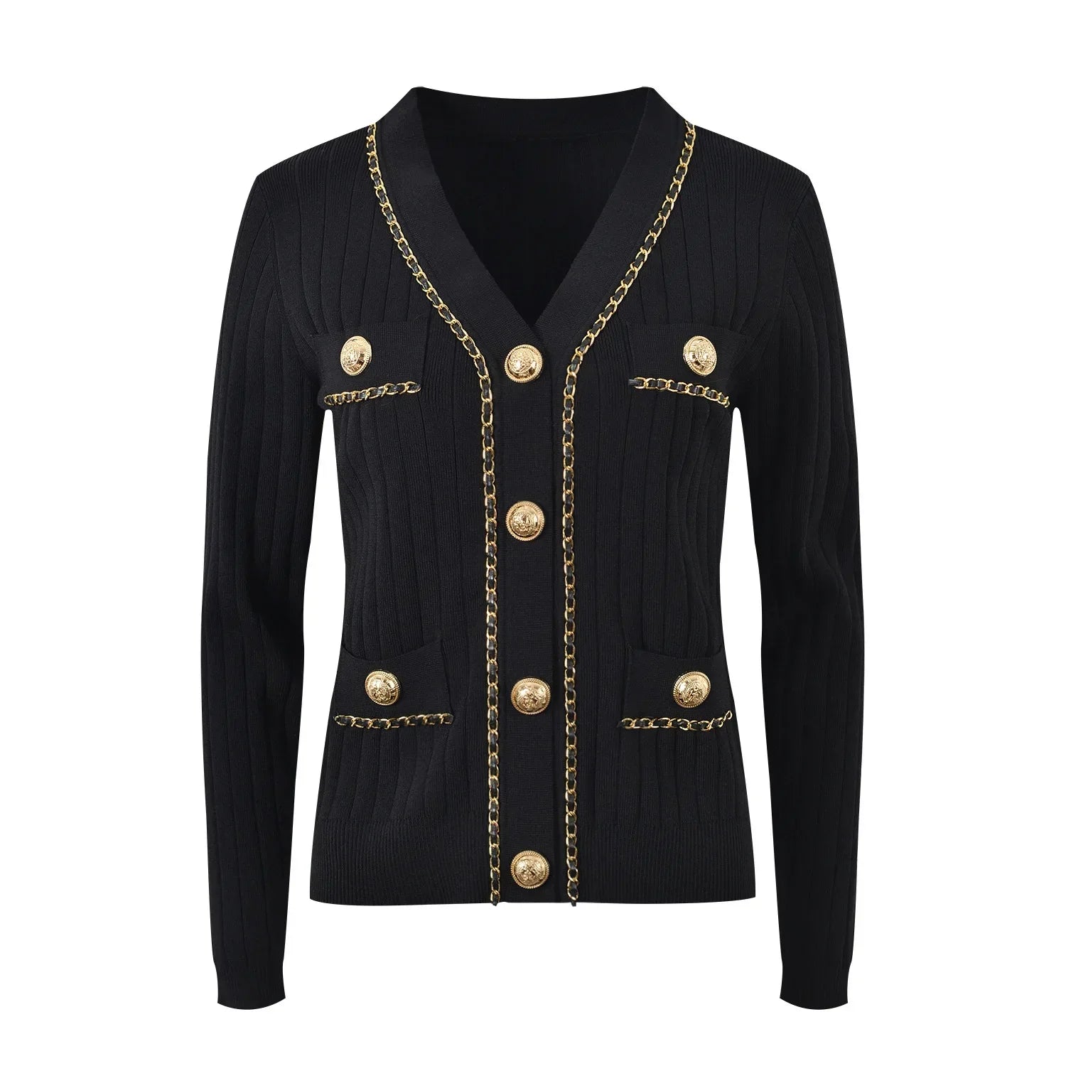 Stylish Chain Buckle Knitted Sweater