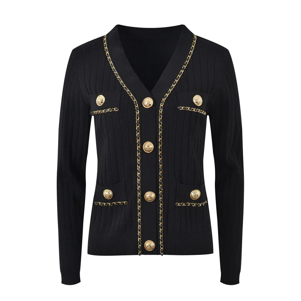 Stylish Chain Buckle Knitted Sweater