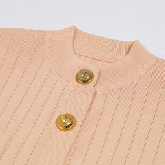 Stylish O-Neck Elastic Knit Cardigan