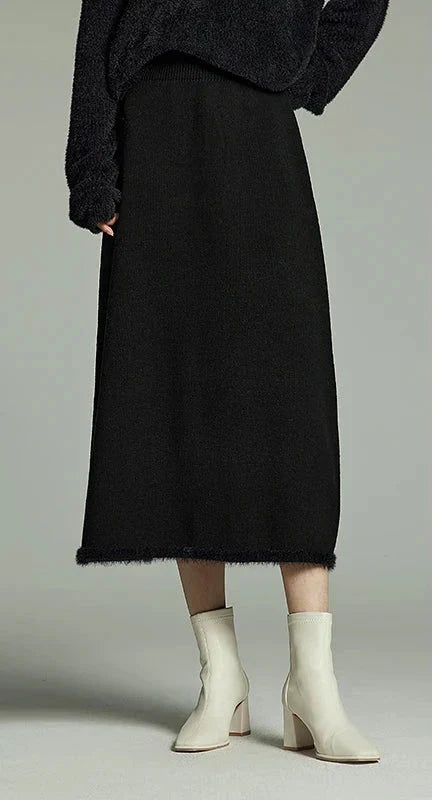 Elastic Waist A-Line Knitted Skirt