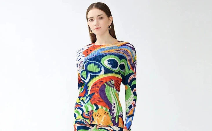 Pleated Fashion Painted Printed Outfits