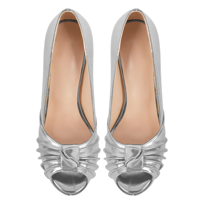 Glamorous Knot Bow Platform Pumps