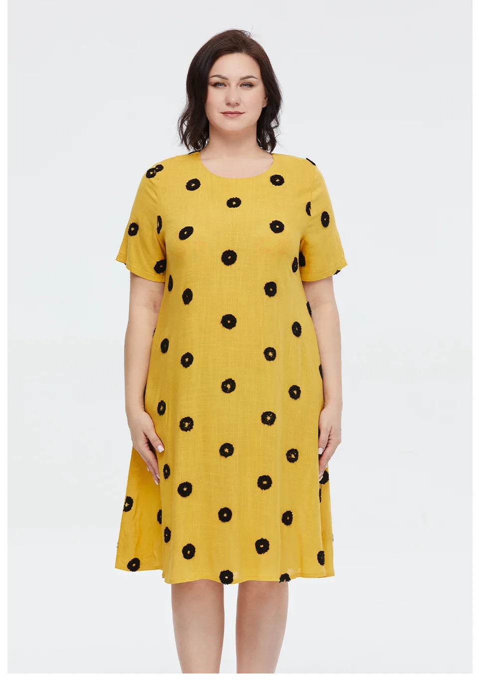 Polka Dot Embroidered Plus Size Women's Dress