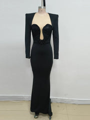 Folds Low Cut Maxi Dress