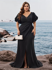 Charming Satin Slit Evening Party Dress