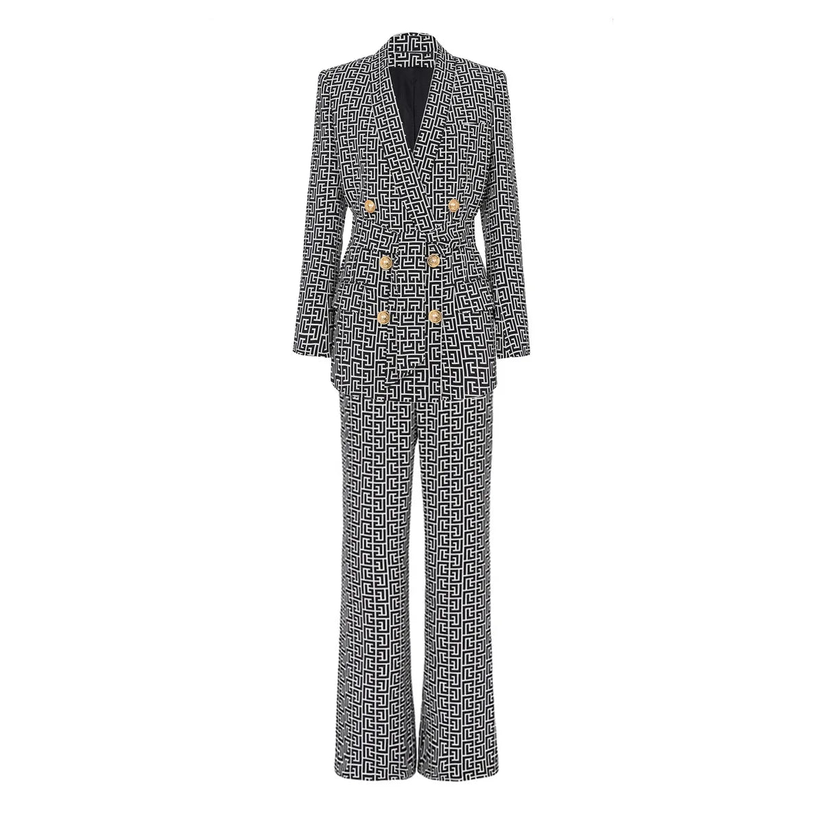 Trendy Geometrical Blazer Suit