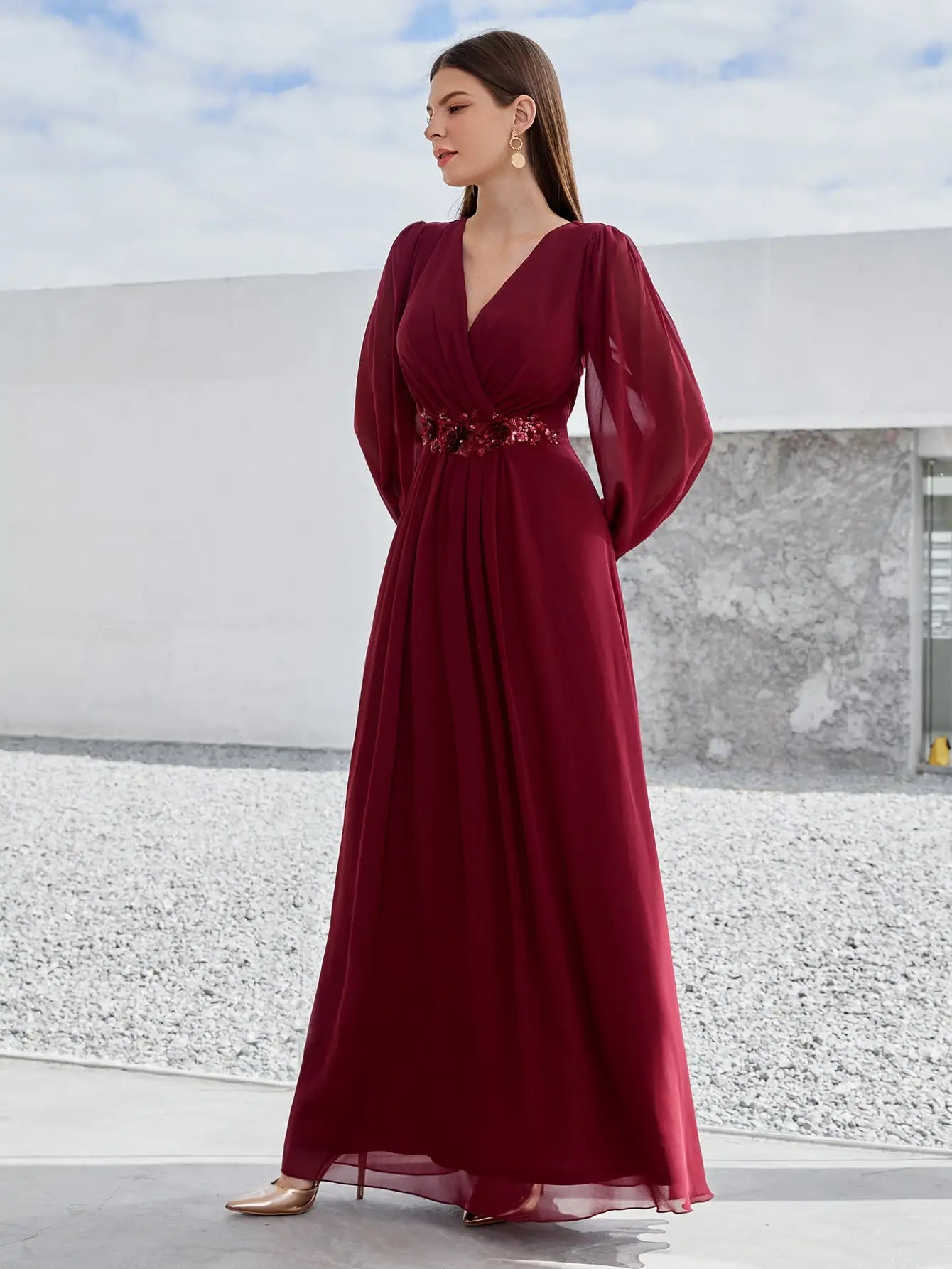Refined Beaded Chiffon Bridesmaid Gown