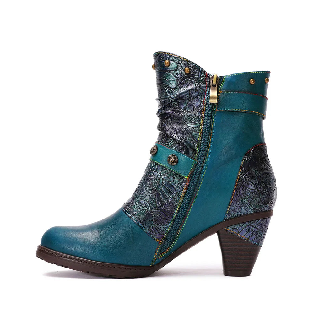 Embossed Fashion High Heel Boots