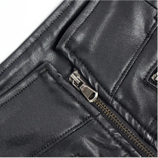 Slim Fit Real Black Leather Women's Shorts