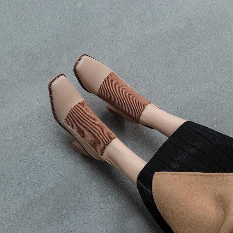 Square Toe Thick Heels Women's Pumps