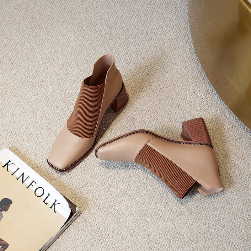 Square Toe Thick Heels Women's Pumps