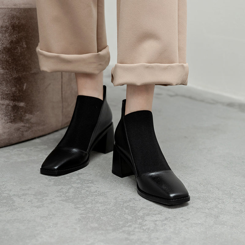 Square Toe Thick Heels Women's Pumps