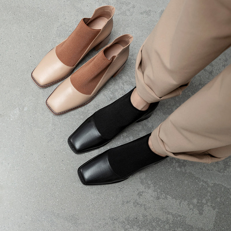 Square Toe Thick Heels Women's Pumps