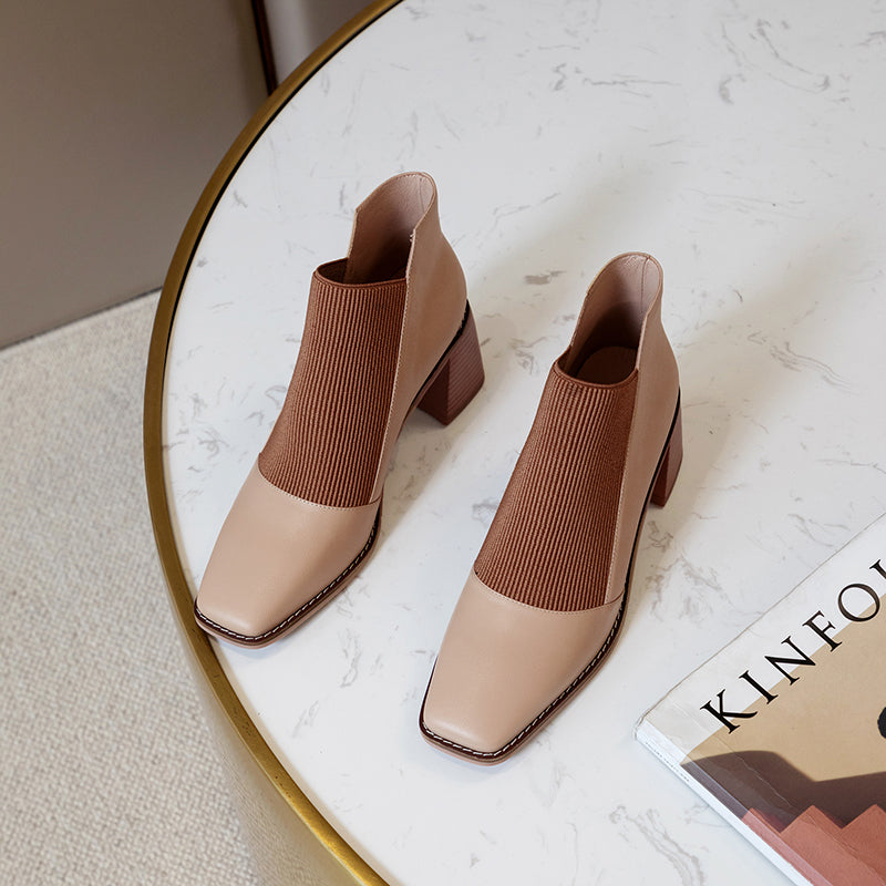 Square Toe Thick Heels Women's Pumps