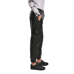 Stylish Black Leather Women's Cargo Trousers