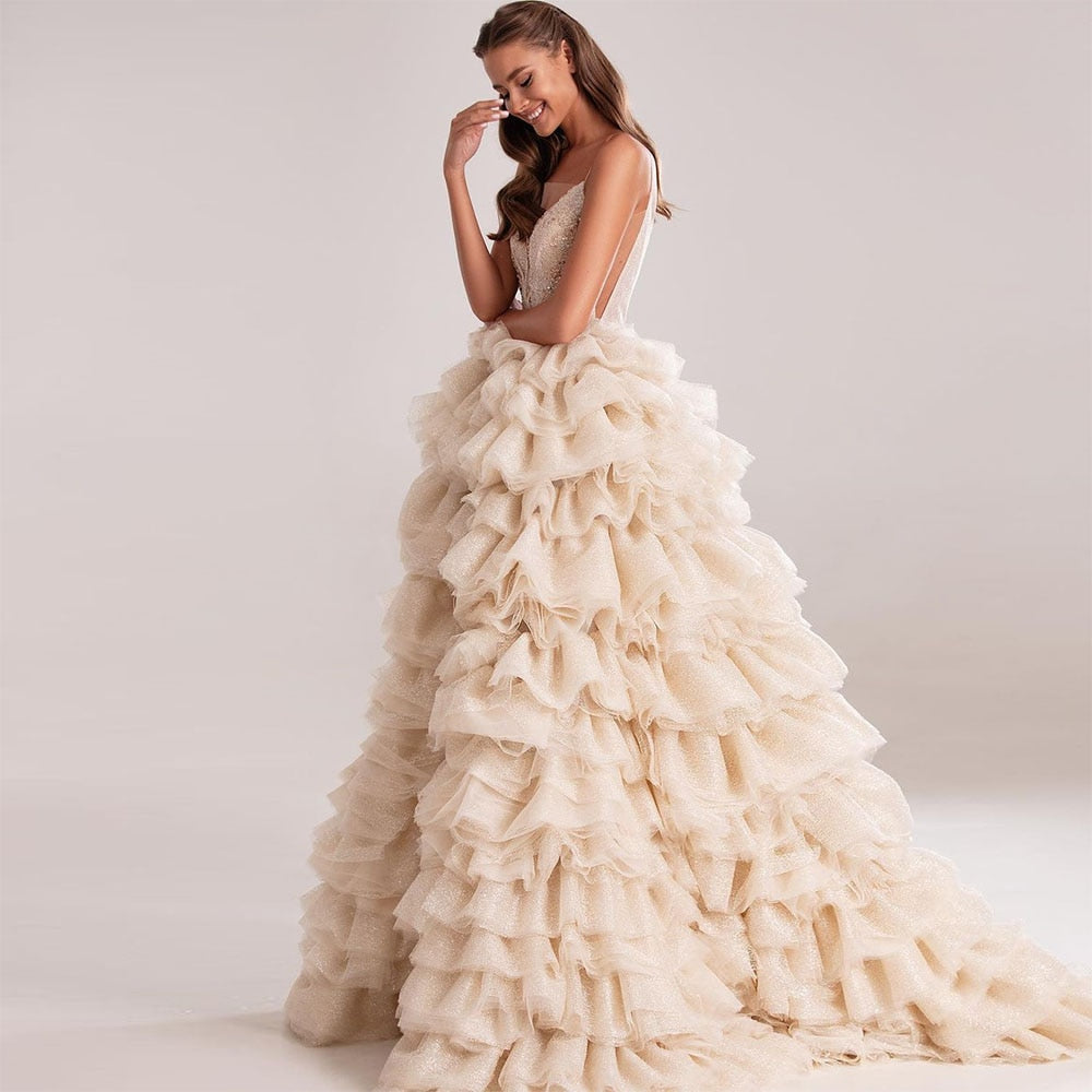 Tiered Layer Ruffle Prom Dress