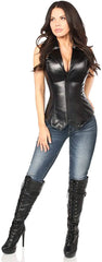 Top Drawer Real Leather Women's Collared Corset