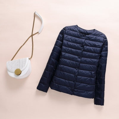 Ultra lite Collarless O-Neck Puffer Jacket
