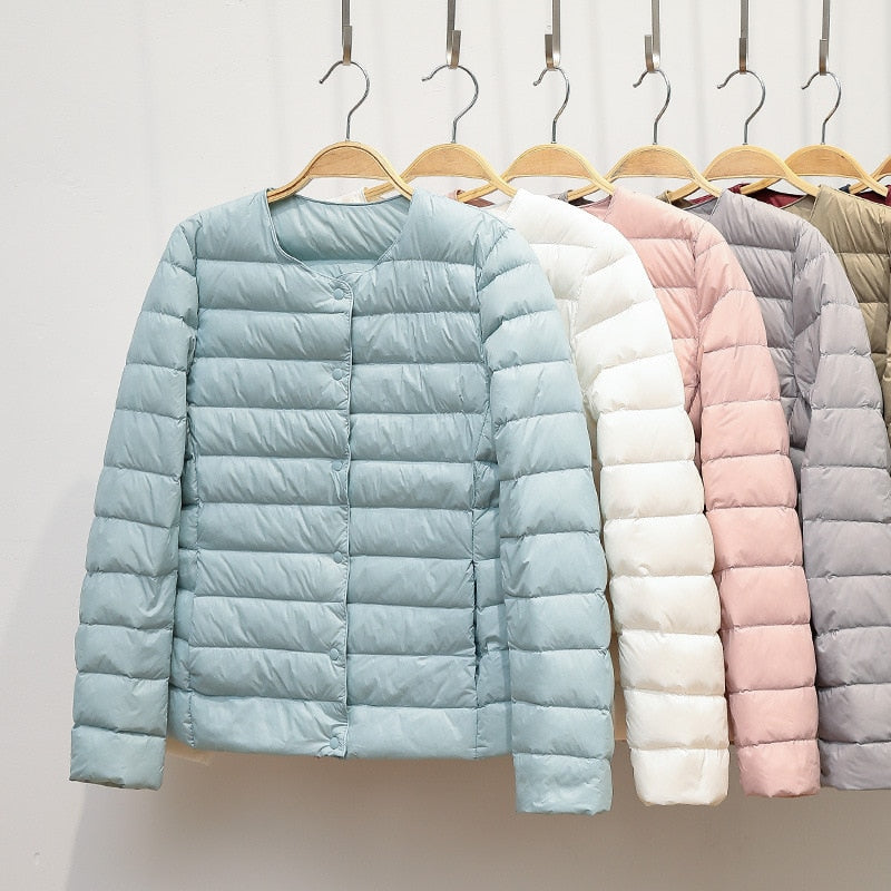 Ultra lite Collarless O-Neck Puffer Jacket