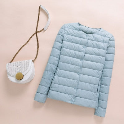 Ultra lite Collarless O-Neck Puffer Jacket