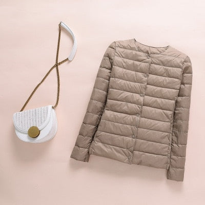 Ultra lite Collarless O-Neck Puffer Jacket