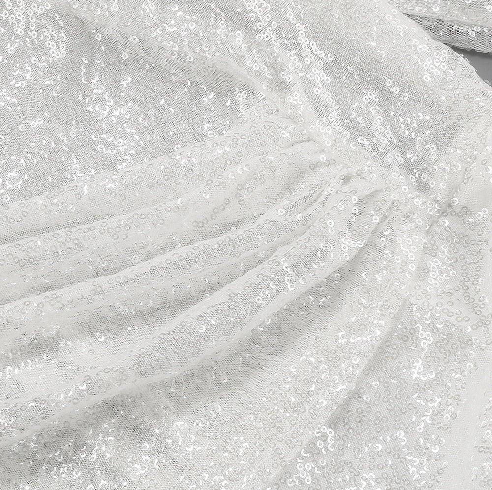 White Sequined Women's Feathers Dress