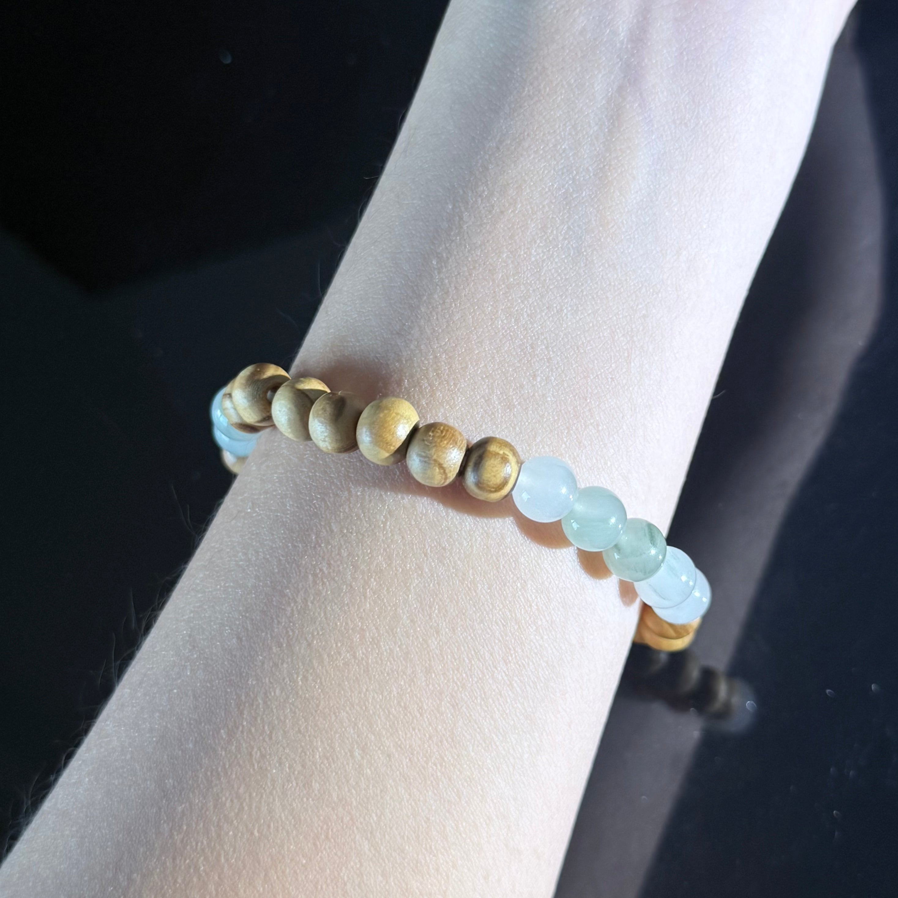 Taurus Crystal Bracelet – Wood & White Jade Zodiac Bracelet