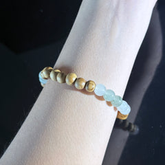 Taurus Crystal Bracelet – Wood & White Jade Zodiac Bracelet