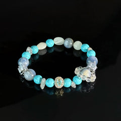 Turquoise, Kyanite, and Clear Quartz Bracelet — Handcrafted Healing Gemstone Bracelet