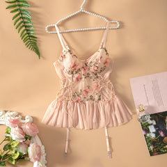 Embroidered Lace Suspenders Buckle Pure Desire Lingerie Jumpsuit