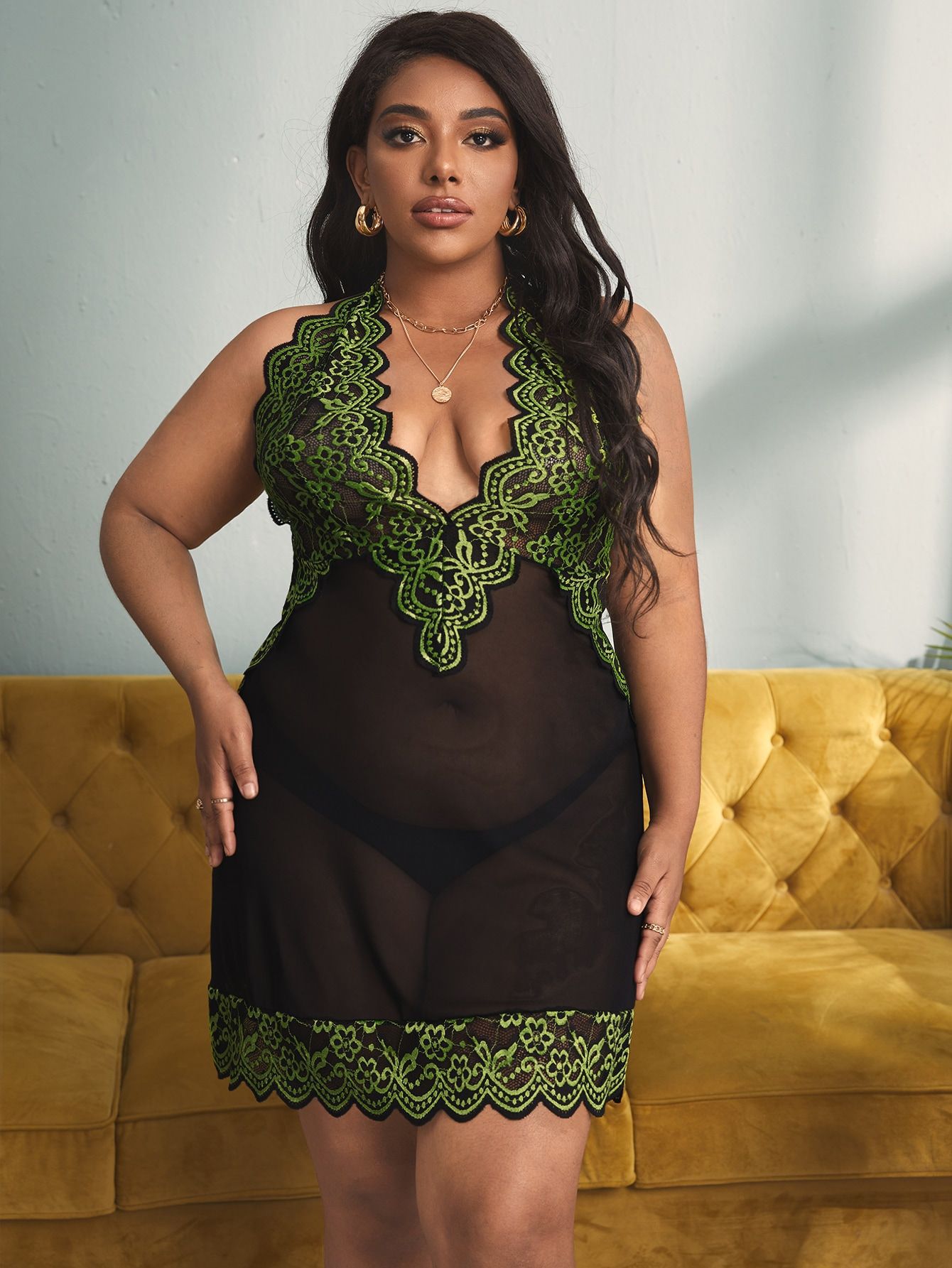 Plus-Size Erotic Lingerie Deep V-Neck Intensely Lingerie