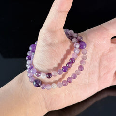 Handcrafted Amethyst Gradient Beaded Bracelet — Stackable Purple Crystal Bracelet