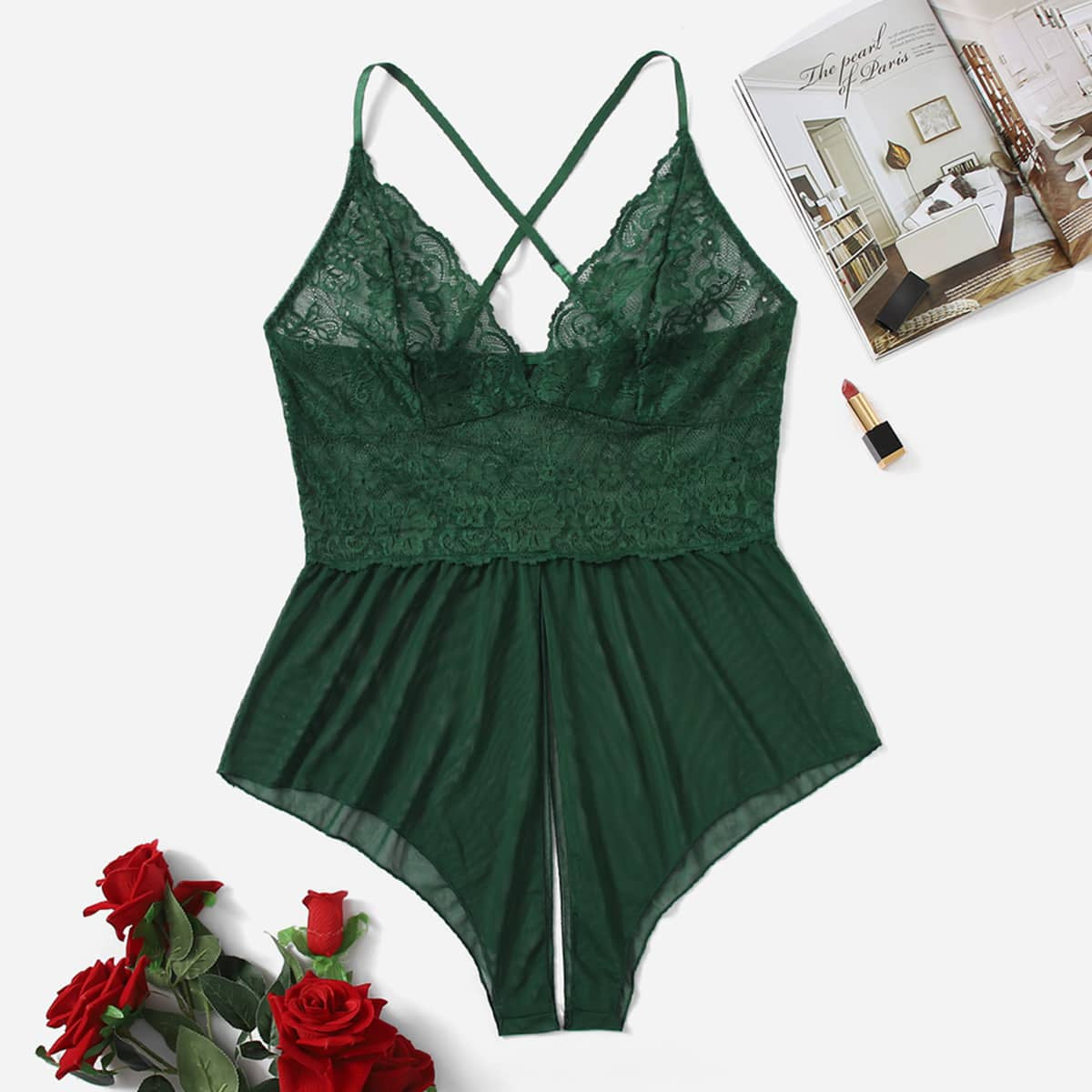 Lingerie Plus Size Jumpsuit with Perspective Opening, and Seductive Jumpsuit Set