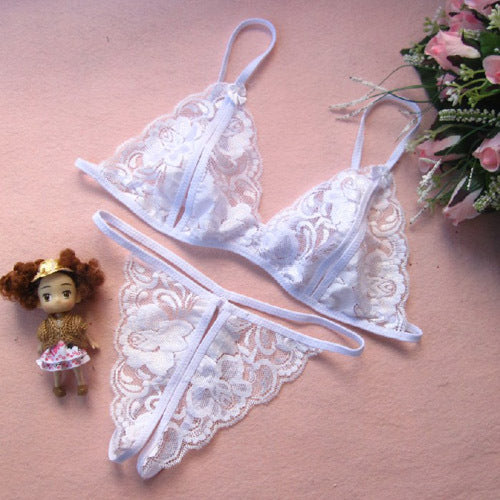 Transparent Lace Open-Crotch Three-Piece Set Seductive Lingerie