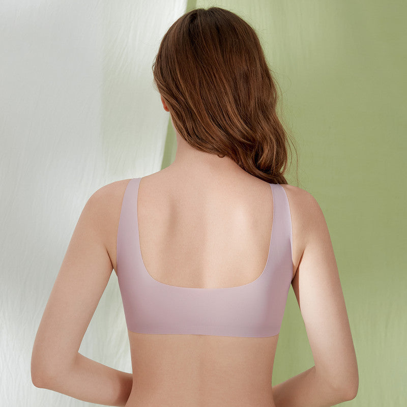 Plus Size Lace Wide Straps Wireless Bra Front Closure Push Up Bras