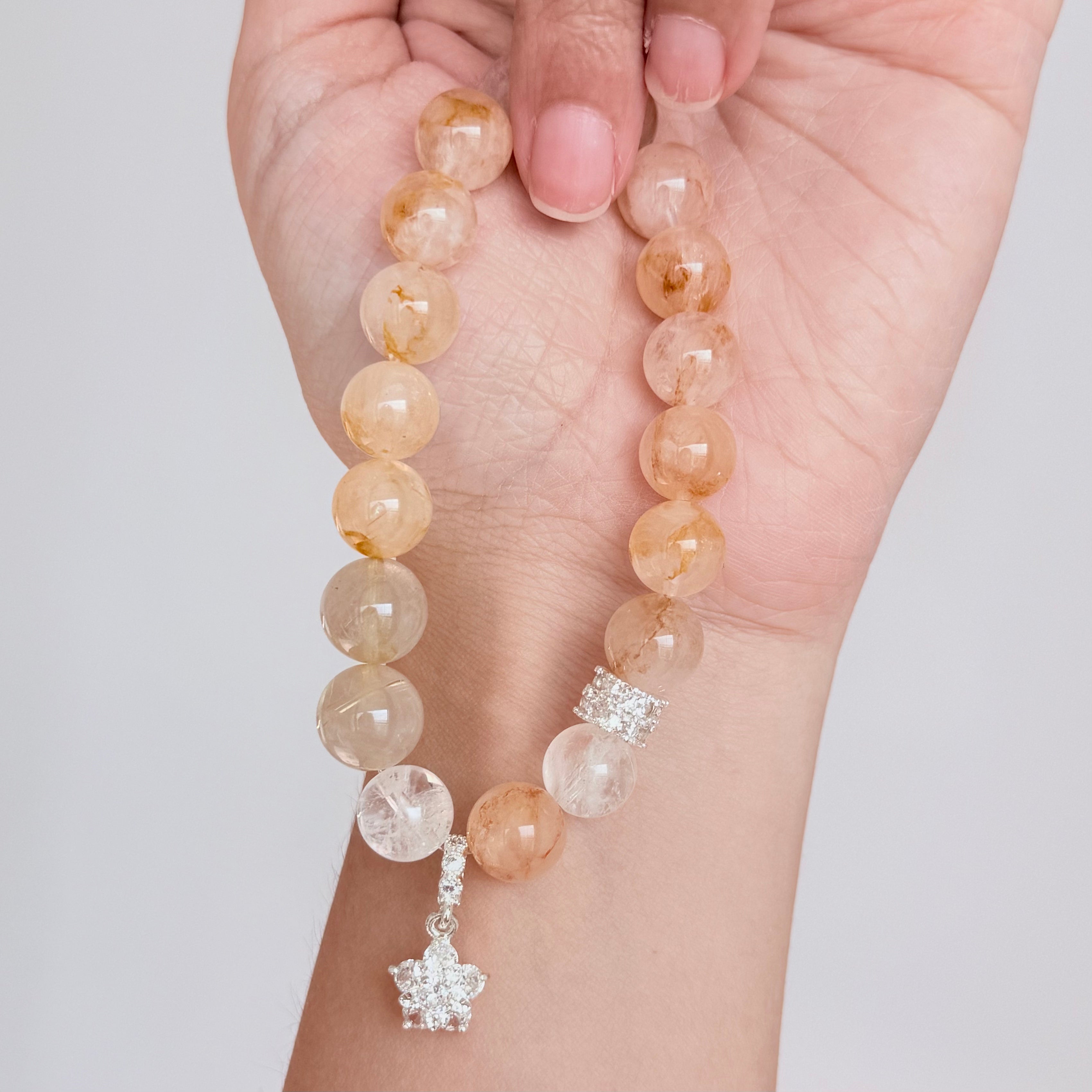 Golden Rutilated Quartz & Clear Quartz Bracelet