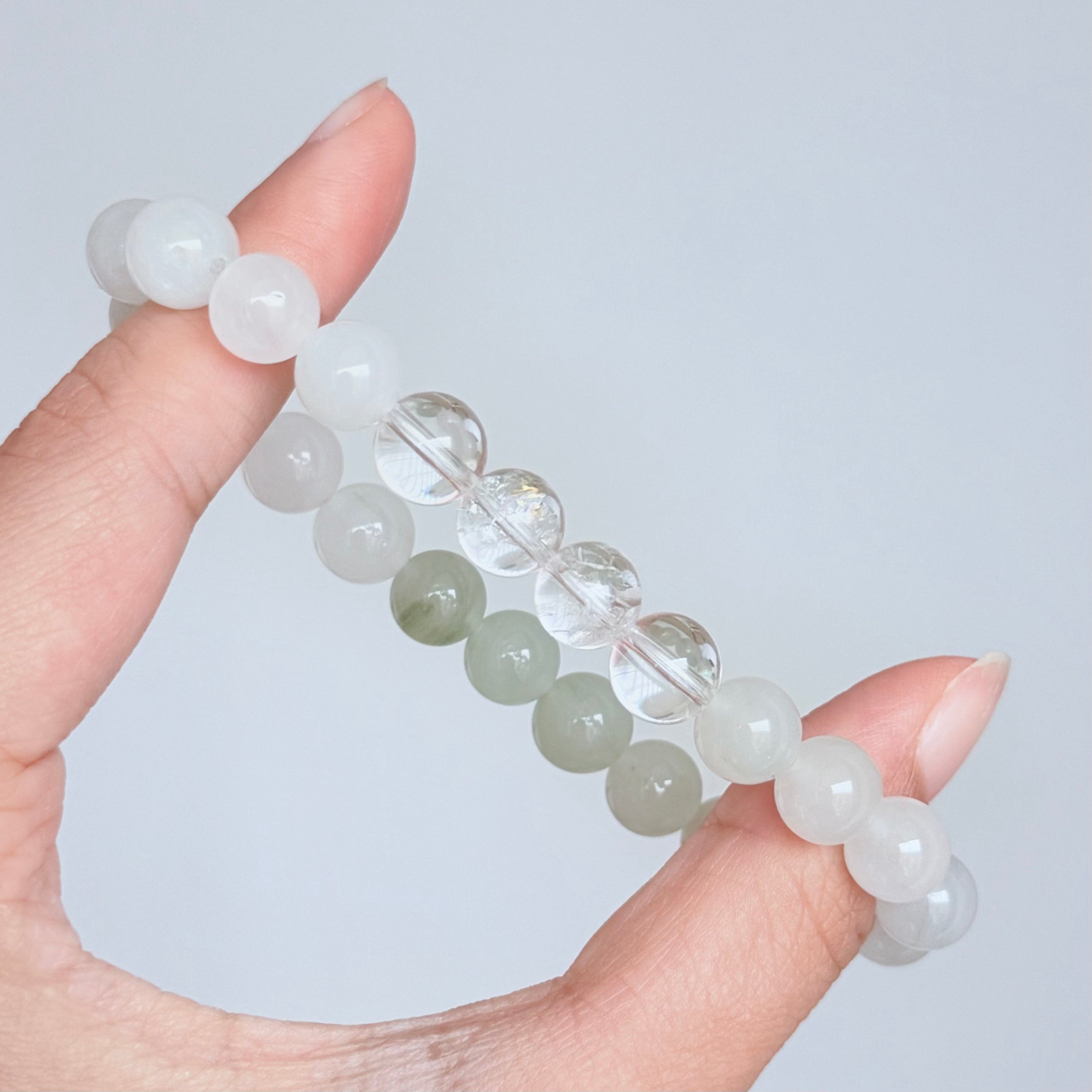 White Chalcedony & Clear Quartz Bracelet