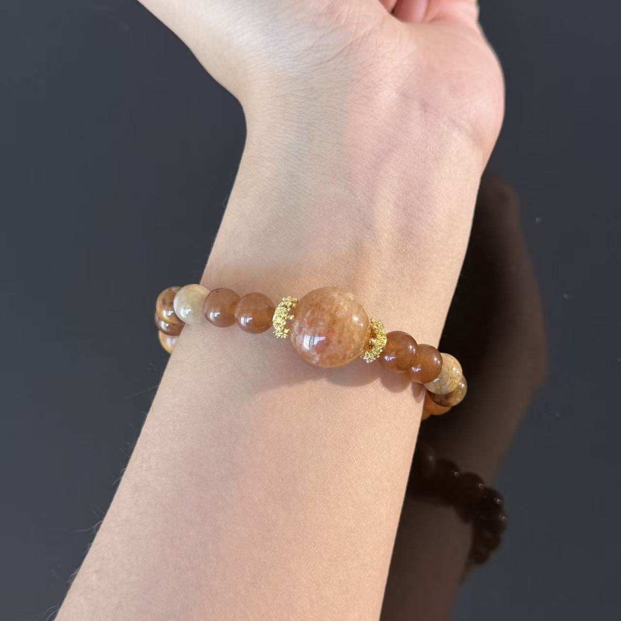 Handcrafted Natural Yellow Jasper & Sunstone Crystal Bracelet — A Bracelet for Confidence and Stability