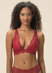 Red Lace Triangle Bralette with Removable Padding