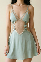 Sweet Bow Lace See-through Slip Nightdress