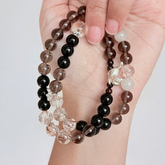Black Obsidian, Smoky Quartz & Clear Quartz Protection Bracelet