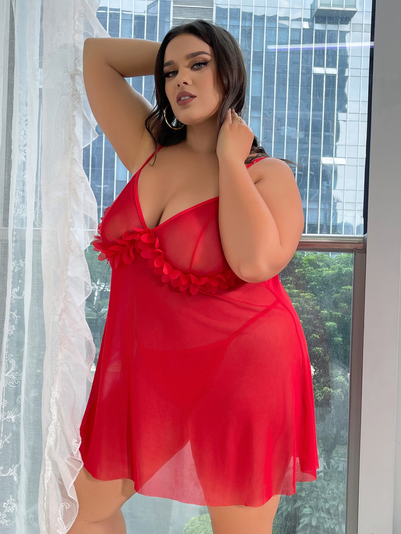 Plus Size See-through Dress Mesh Camisole