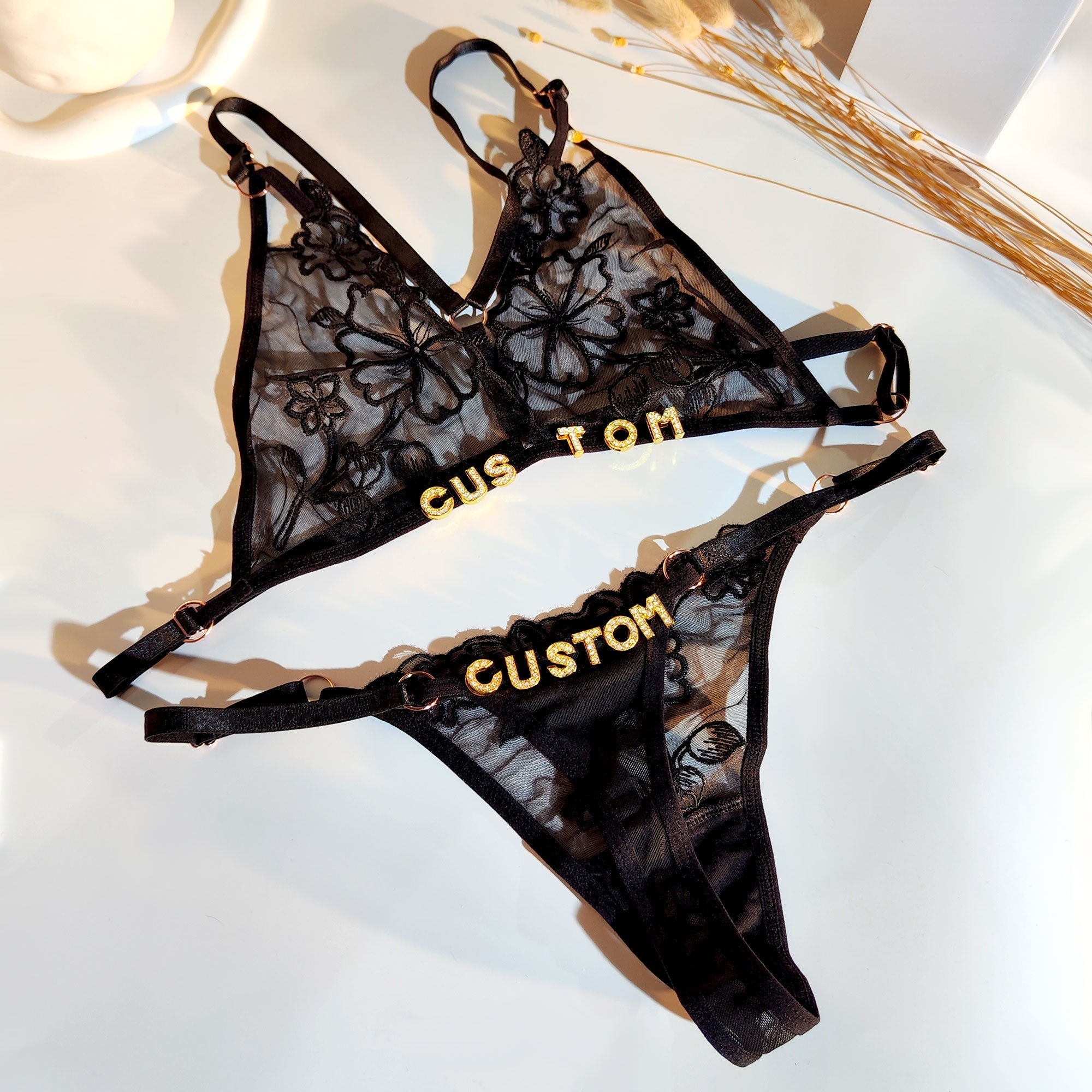 Halter neck embroidered lingerie