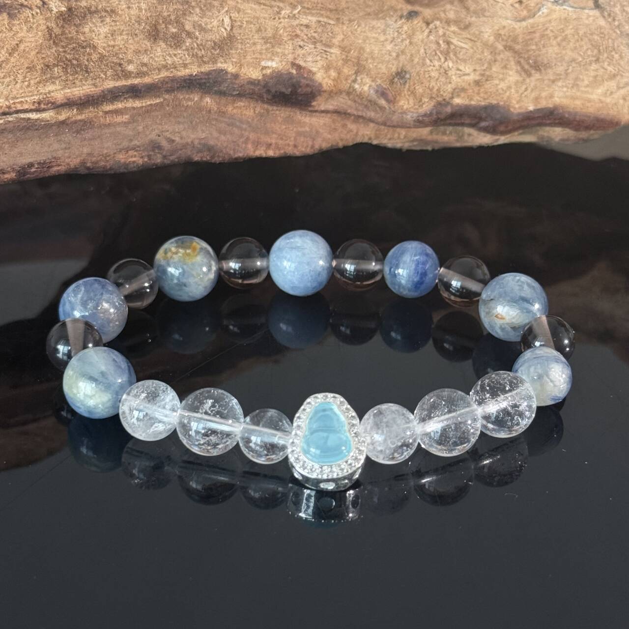 Handcrafted Aquamarine and Clear Quartz Bracelet — A Healing Bracelet for Inner Peace and Mental Clarity