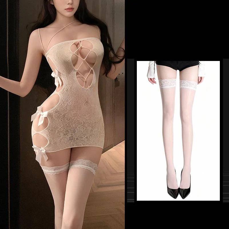 See-through Tearable Fishnet Clothes Hip Skirt
