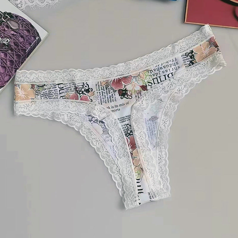 Seamless Silk Printed Underwear Thong