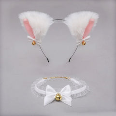 Cat Ear Headband Bell Necklet Set