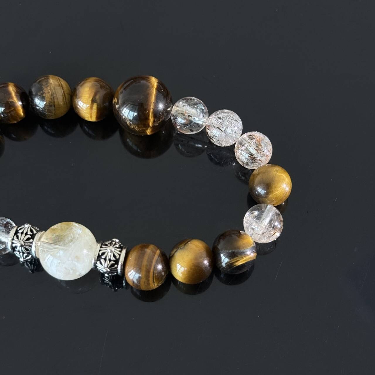 Handcrafted Tiger's Eye and Clear Quartz Bracelet — A Natural Gemstone Energy Bracelet to Help You Find Protection, Confidence, and Mental Clarity