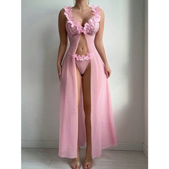 Flower Lace Split Suspender Dress